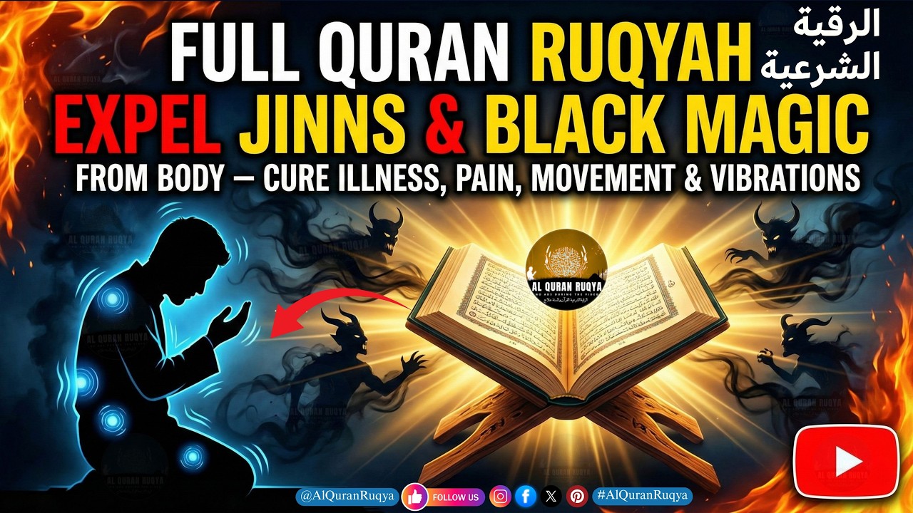 Full Quran Ruqyah to Expel Jinns & Black Magic from Body – Cure illness, Pain, Movement & Vibrations