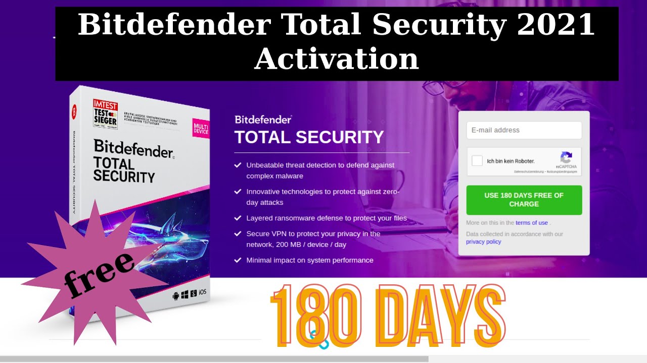 Bitdefender Total Security 2021 Activation | Get 90 days and 180 days free. (100% working) Limited
