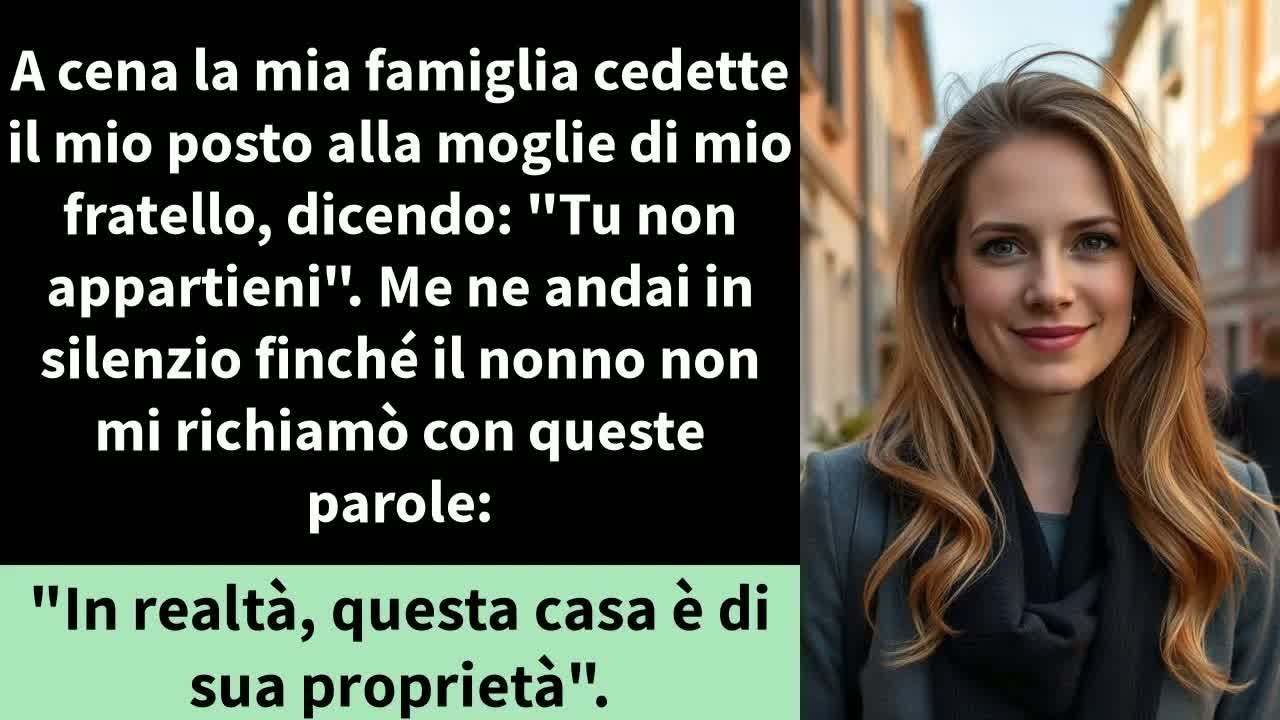 A cena la mia famiglia cedette il mio posto alla moglie di mio fratello, dicendo： Tu non appartieni