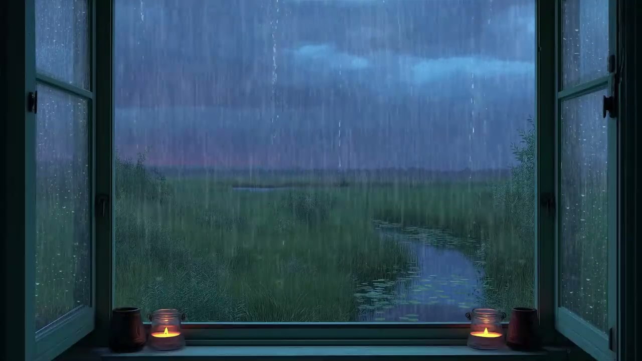 Calm Storm by the Big Window 🌧️🌌 | 3 Hours Immersive Rain Ambience | Relax Recharge Study Healing