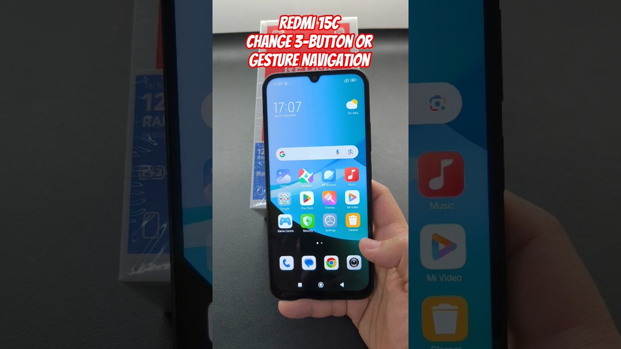 REDMI 15C: изменение 3-кнопочной или жестовой навигации