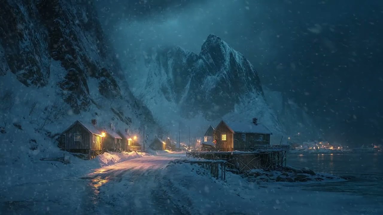 Sleep Deeper Than Ever with Calming Snowstorm Sounds in a Peaceful Arctic Fjord