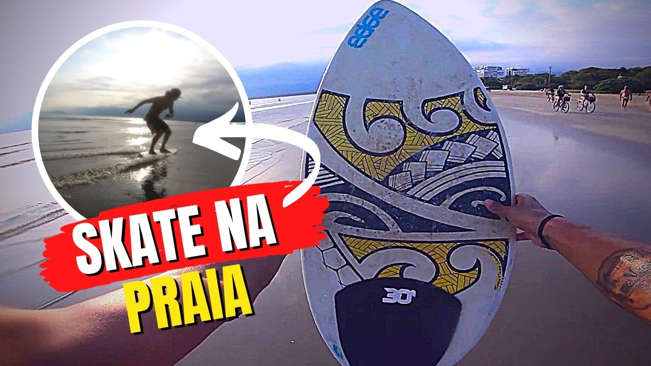 COMO SURFAR COM MAR FLAT?! | Skimboarding Surfing em Bertioga - Tipo skate, só que na areia