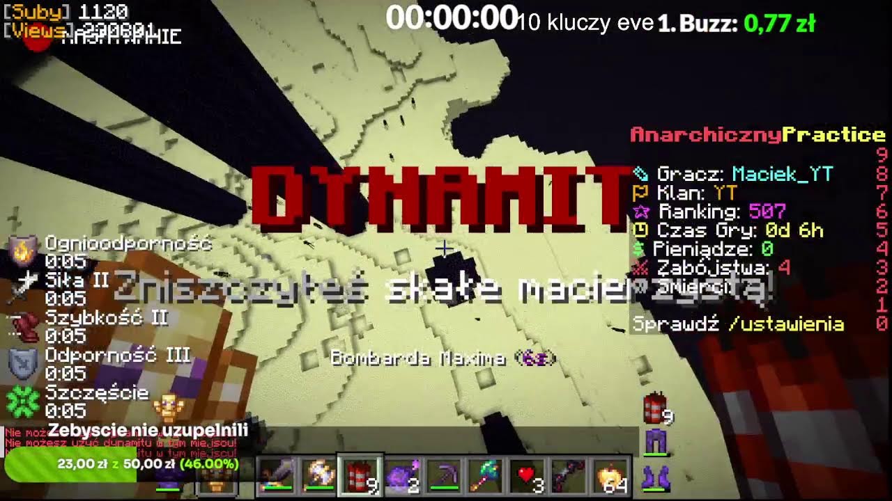 POWROT ANAPRAC LIVE PRZEDLUZANY 1ZL = 2 MIN Dominuje moj serwer! AnarchiaPracticec.aternos.me 1.20.1