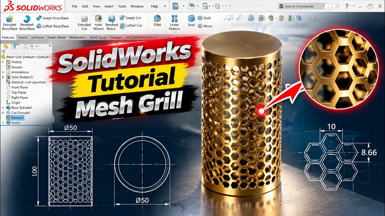 SolidWorks Tutorial | Mesh Grill