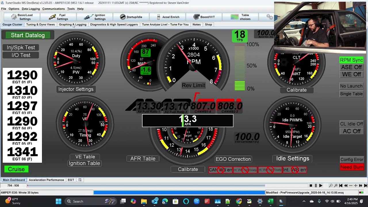 BMW MS3Pro Tuning | AutoTune Setup & Steady State Tuning Up to 4K RPM | Part 3