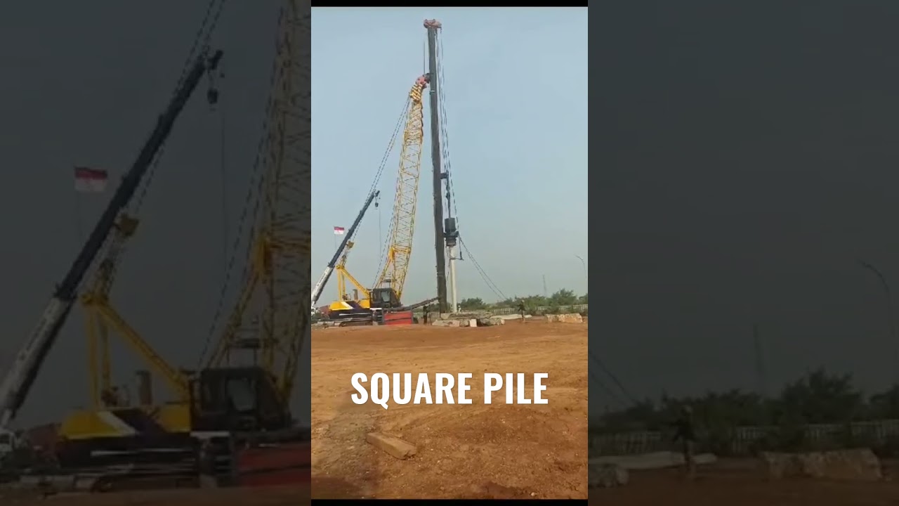 pile driver steel square pile contruction ship excavates long arm #shortsvideo #civilengineering