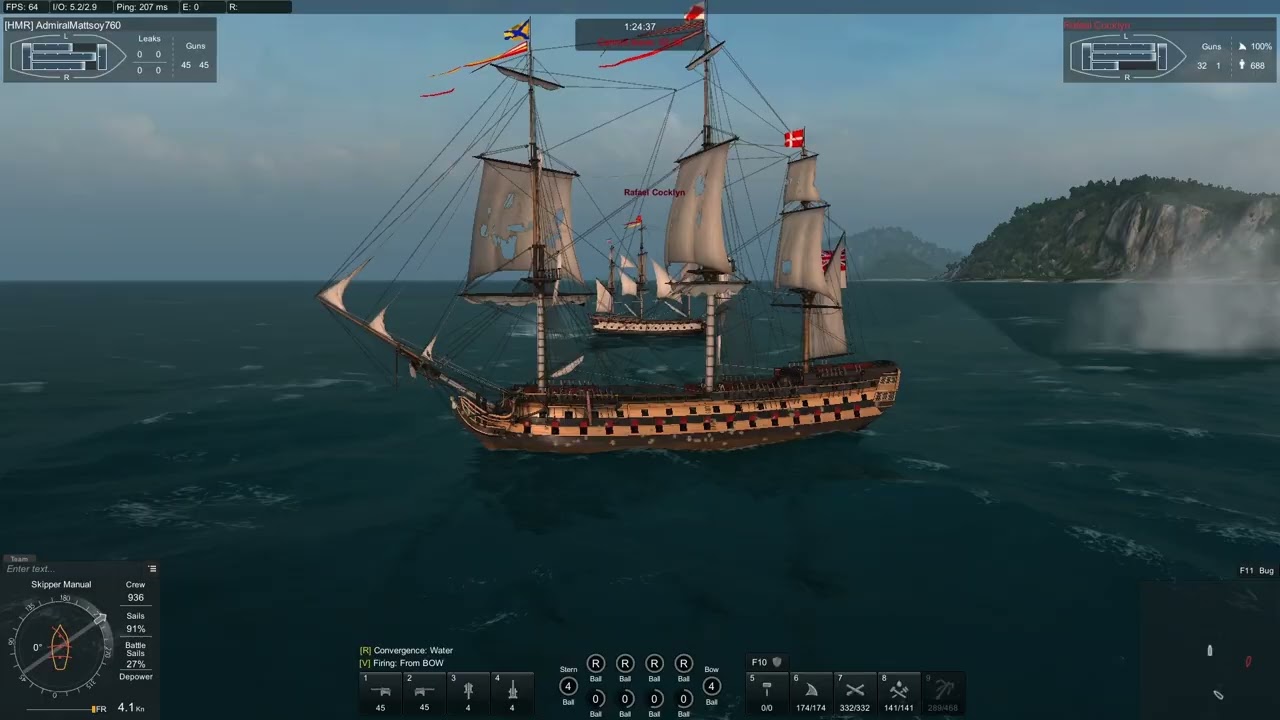 HMS Implacable and Fleet 3rd Rate vs. Wasa!!! Naval Action PvE
