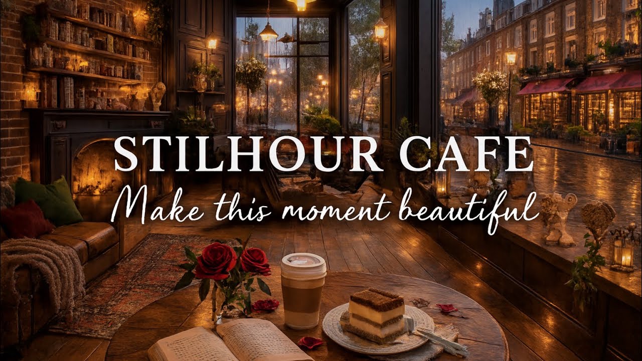 Rainy Evening inside Stilhour Cafe | Cozy London Coffee Shop | No Music for Concentration