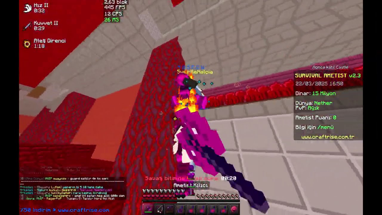 SURVİVAL AMETİST PVP / NETHER PARÇALAMA #13 / AÇIK ALAN PVP