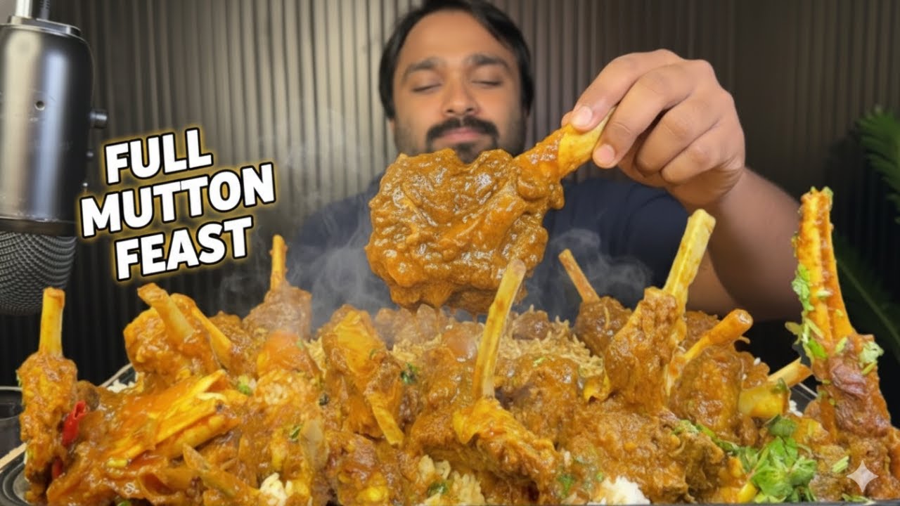 FULL MUTTON FEAST with Rice 😱 | Ultimate Mukbang