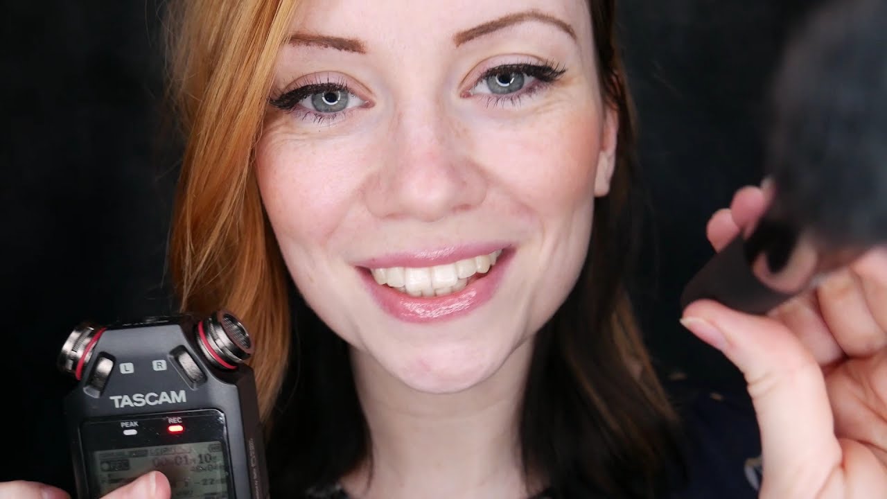 ASMR - Brushing your Face and Unintelligible Whisper