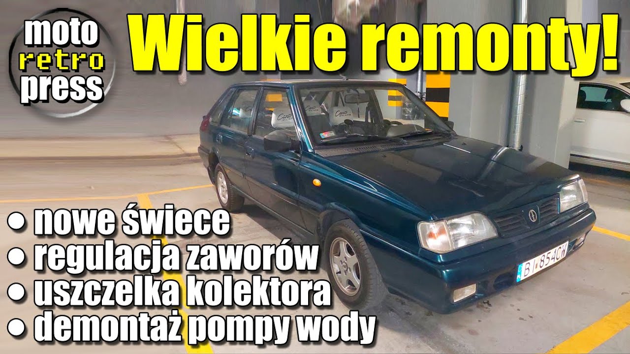 Regulacja zaworów, nowe świece Iskra, uszczelka kolektora, demontaż pompy wody - Polonez Caro Plus