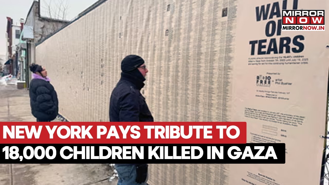 'Wall Of Tears' Mural Set Up In New York To Pay Tribute To More Than 18,000 Children Killed In Gaza