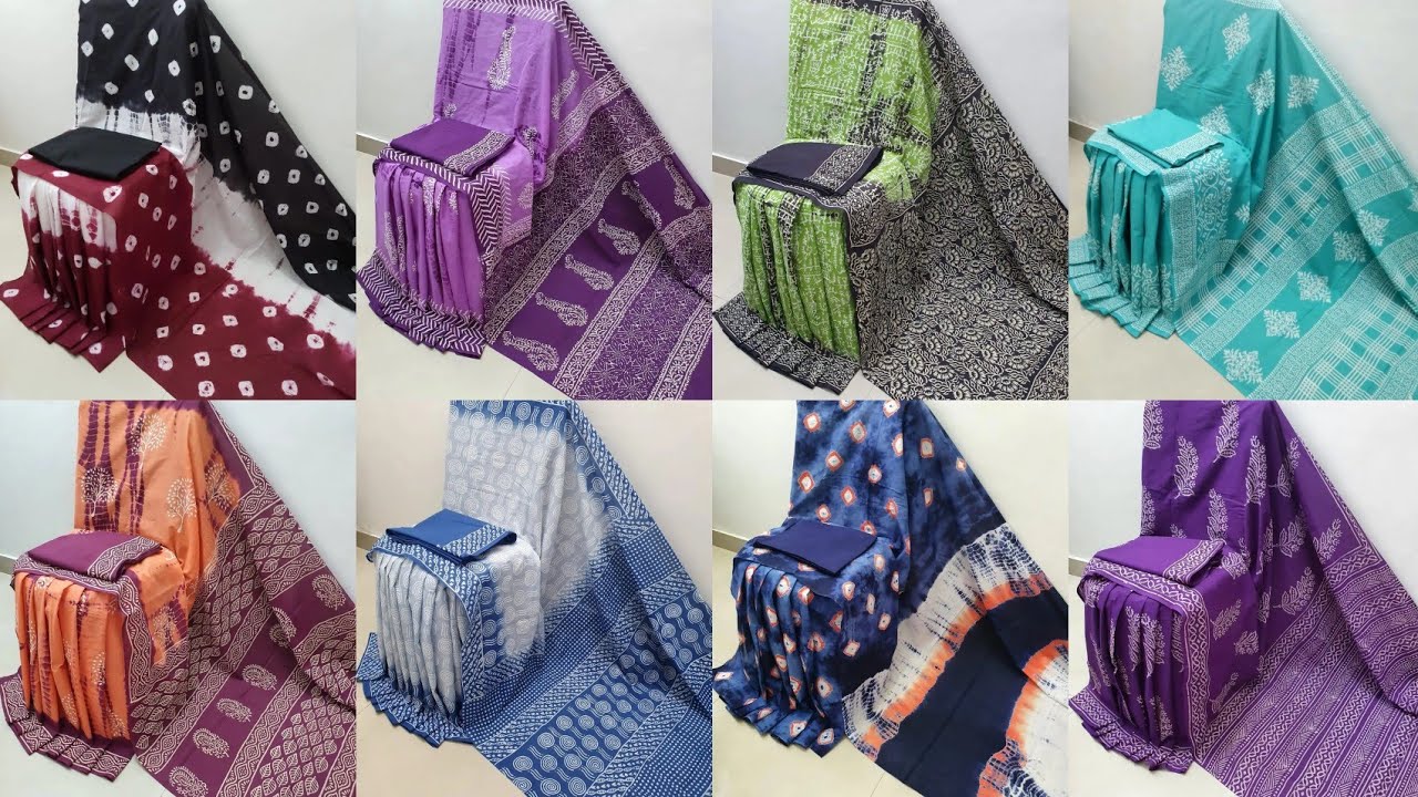 Handblock Printed Mulmul Cotton Sarees | Free Shipping & COD Available | Whatsapp: 9500255044👈
