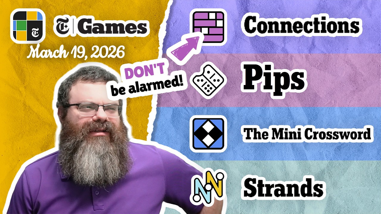 NYT Connections, Pips, Mini Crossword, and Strands | March 19, 2026