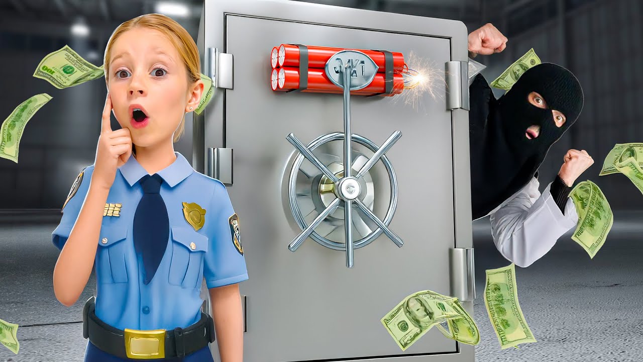 Nastya finge jugar divertida historia de persecución policial y robo para los niños