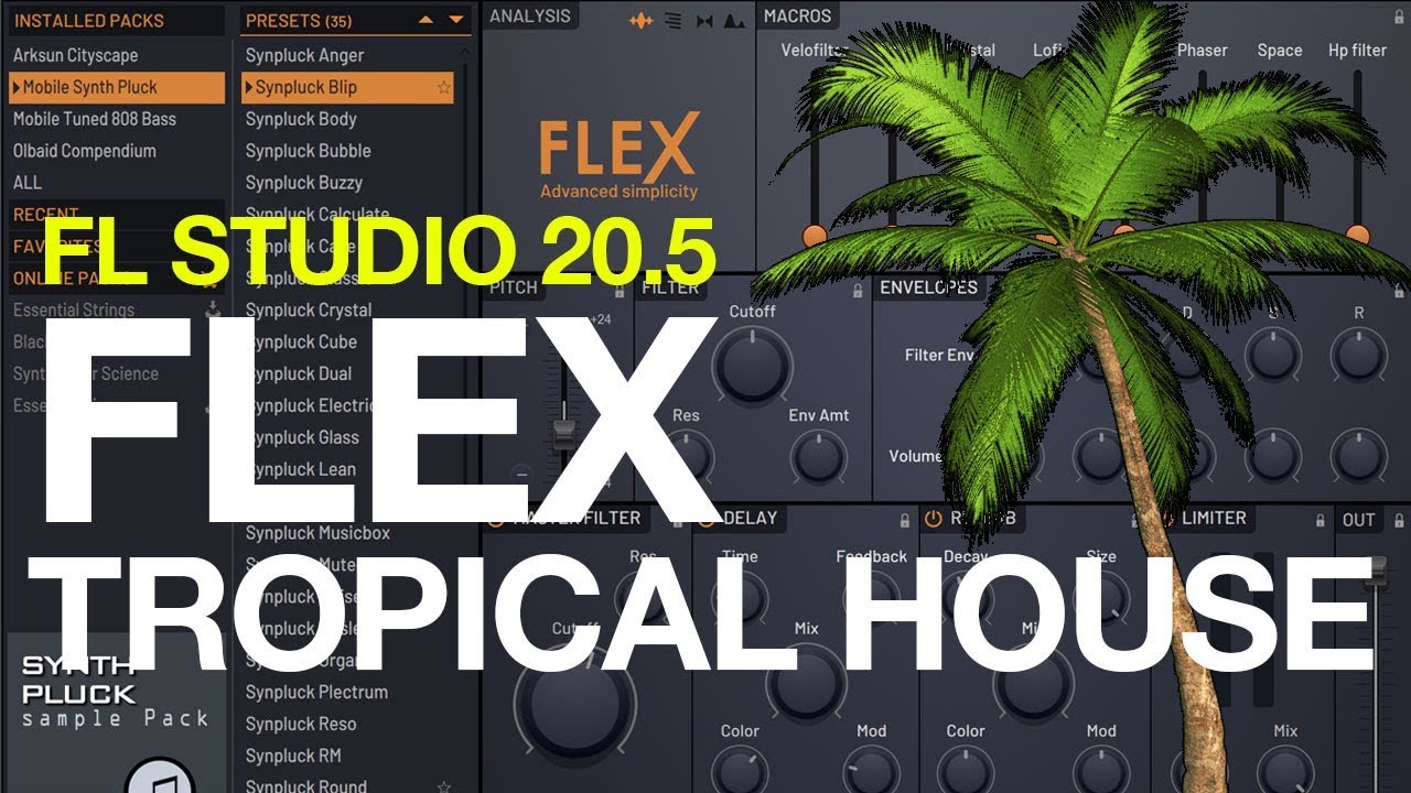 FL Studio 20.5 FLEX Synth - Tropical House song feat synth plucks and presets