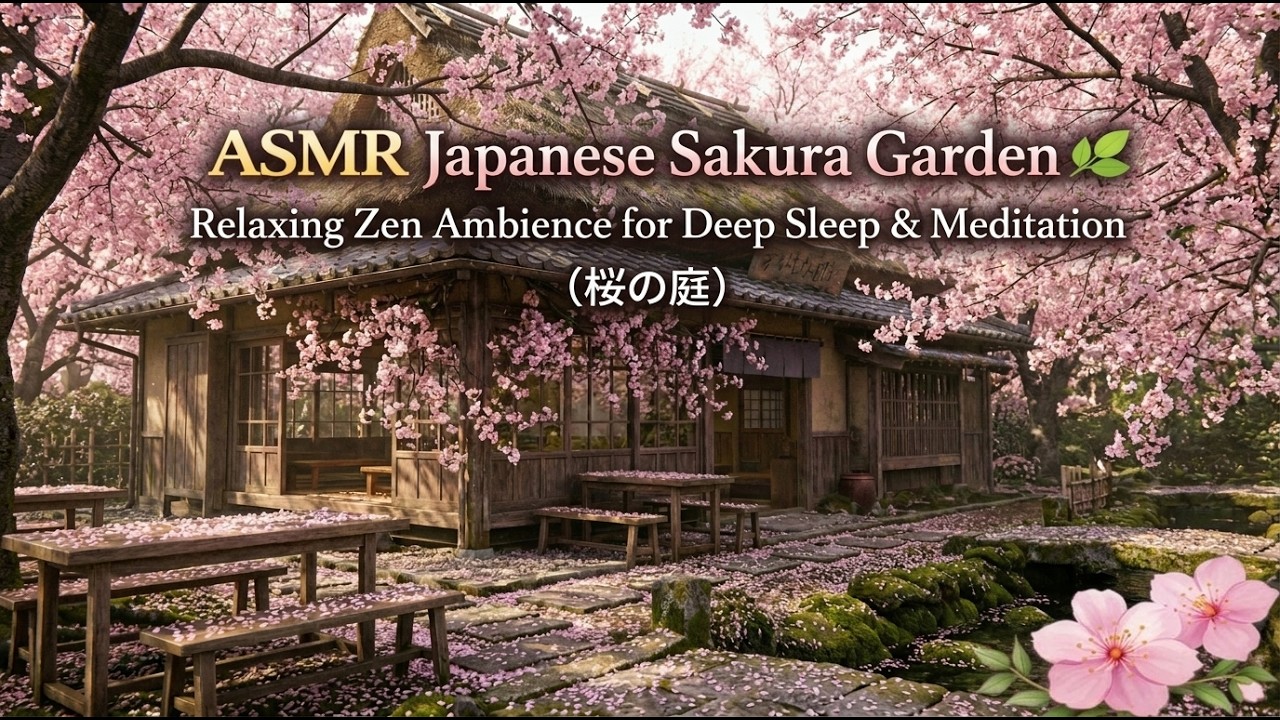 ASMR Japanese Sakura Garden 🌸 Relaxing Zen Ambience for Deep Sleep & Meditation (桜の庭)