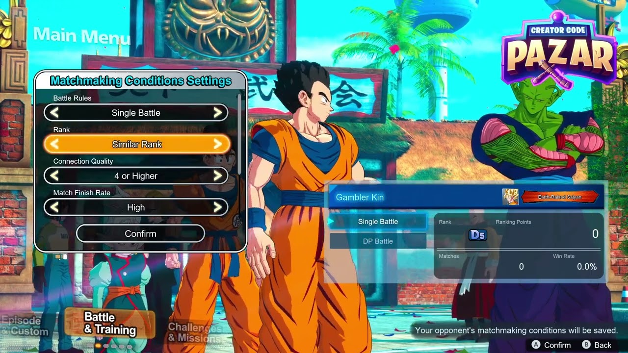 Как играть в рейтинговых боях онлайн в Dragonball Sparking Zero