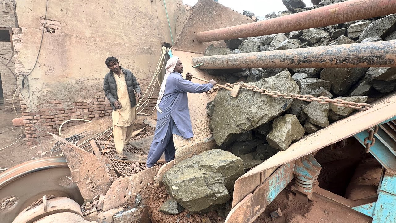 Massive Rock Jam Cleared by Hand | Dangerous Crusher Blockage Fix 😱 #stonecrusher 