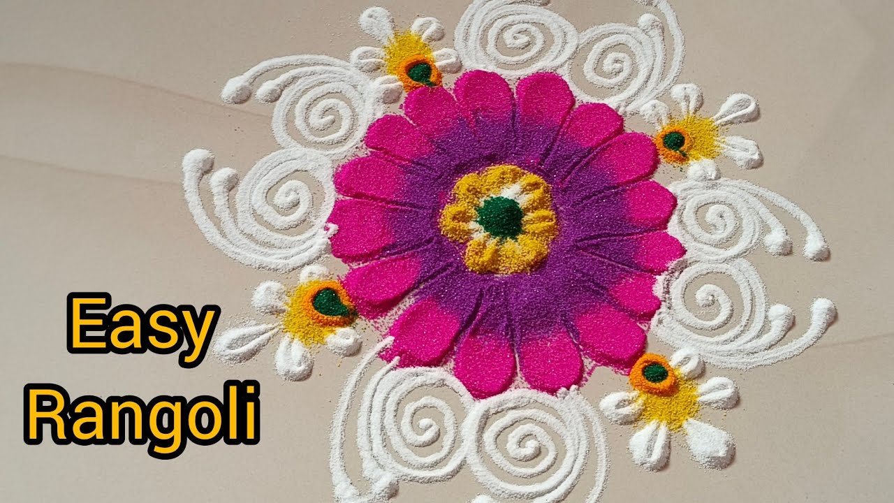 Easy Flower Rangoli Design 🌸 | Simple & Beautiful Rangoli 