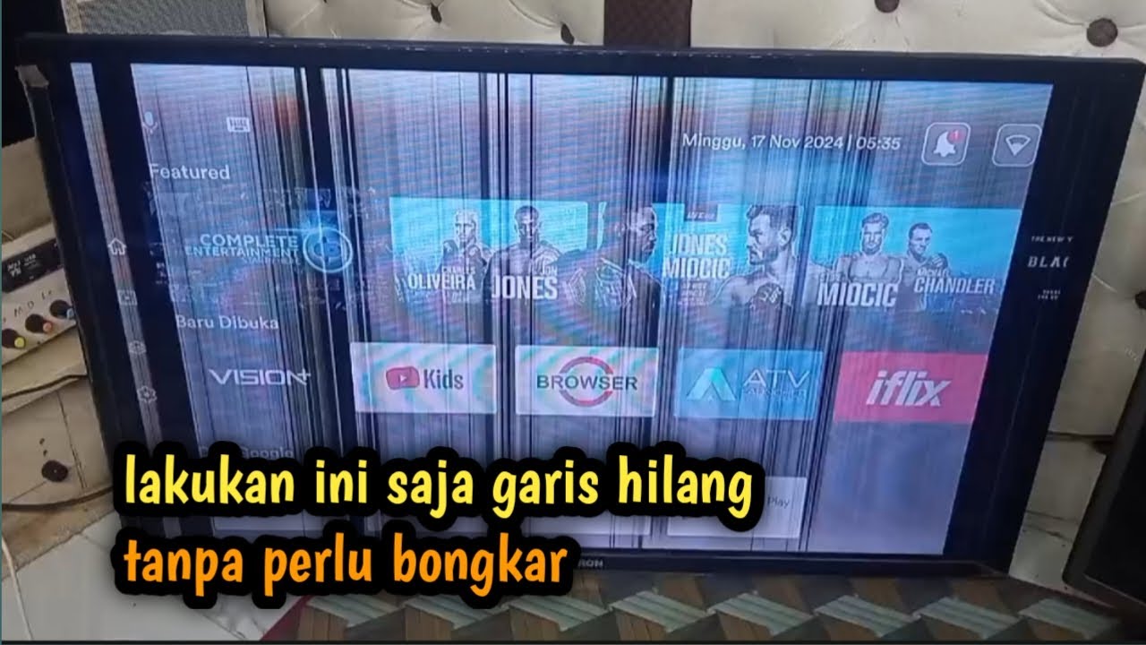 CARA MEMPERBAIKI TV LED LAYAR BERGARIS TANPA BONGKAR