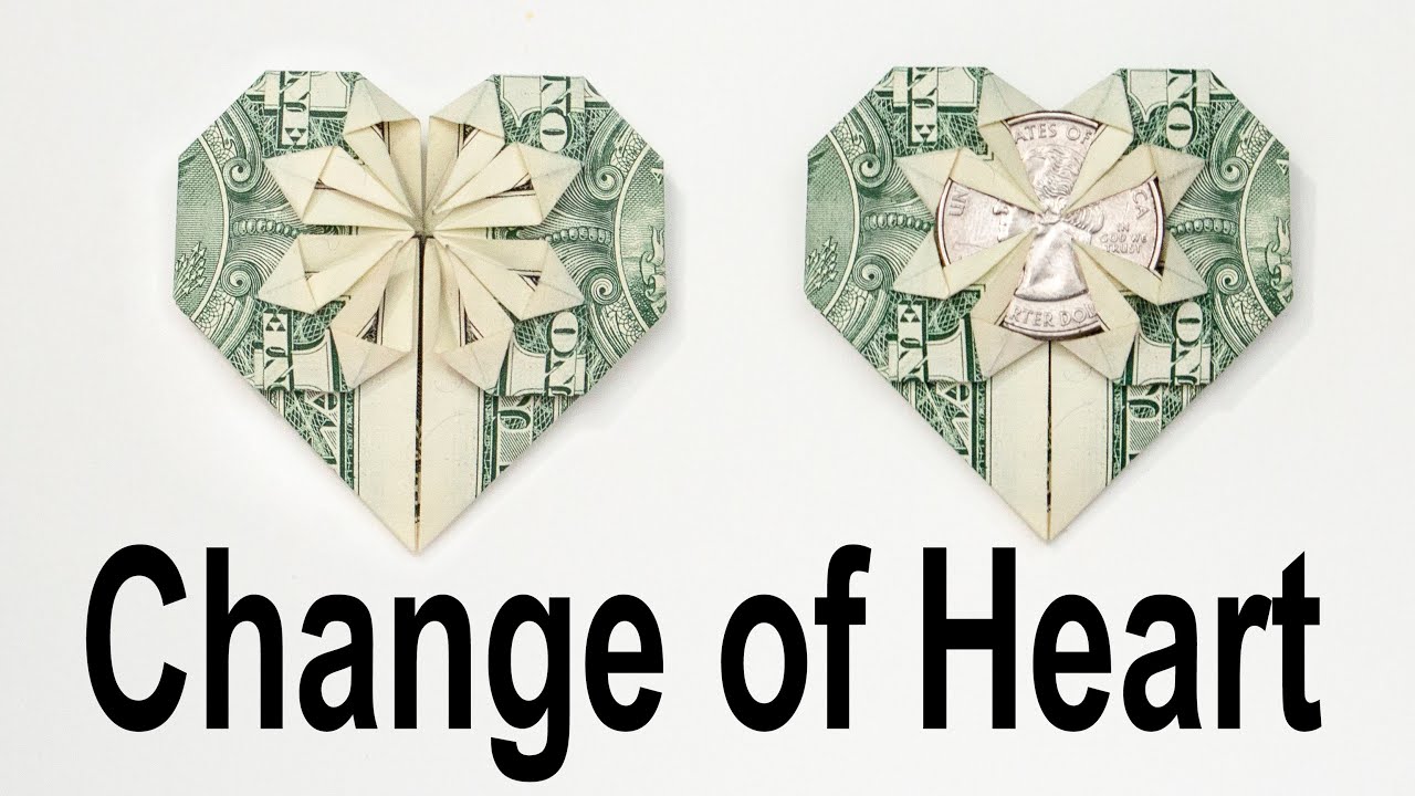 $1 Origami Change of Heart - How to Fold a Dollar into a Change of Heart