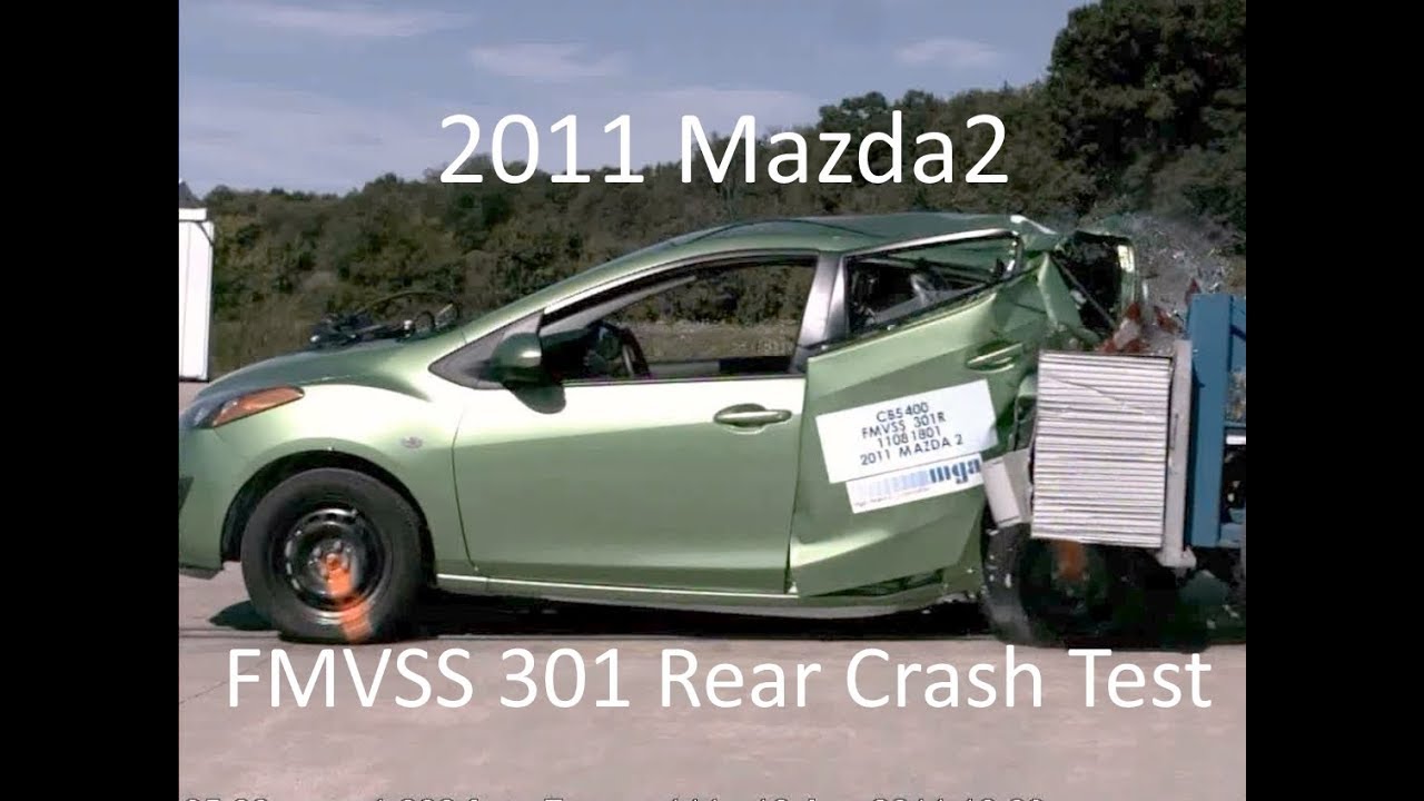 2008-2014 Mazda2/Demio FMVSS 301 Rear Crash Test (50 Mph)