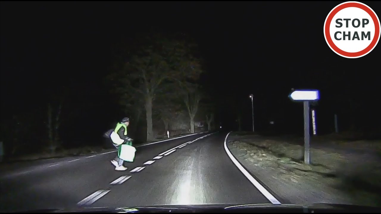 Pieszy wbiega na jezdnie - o włos od potrącenia #2121 Wasze Filmy