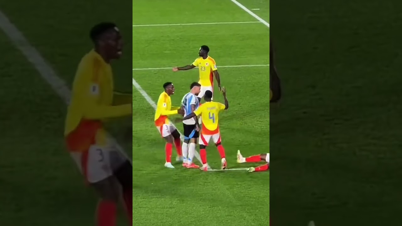 CHAOS in Argentina vs Colombia &ndash; Players Clash in Wild Brawl!  #messi #colombia