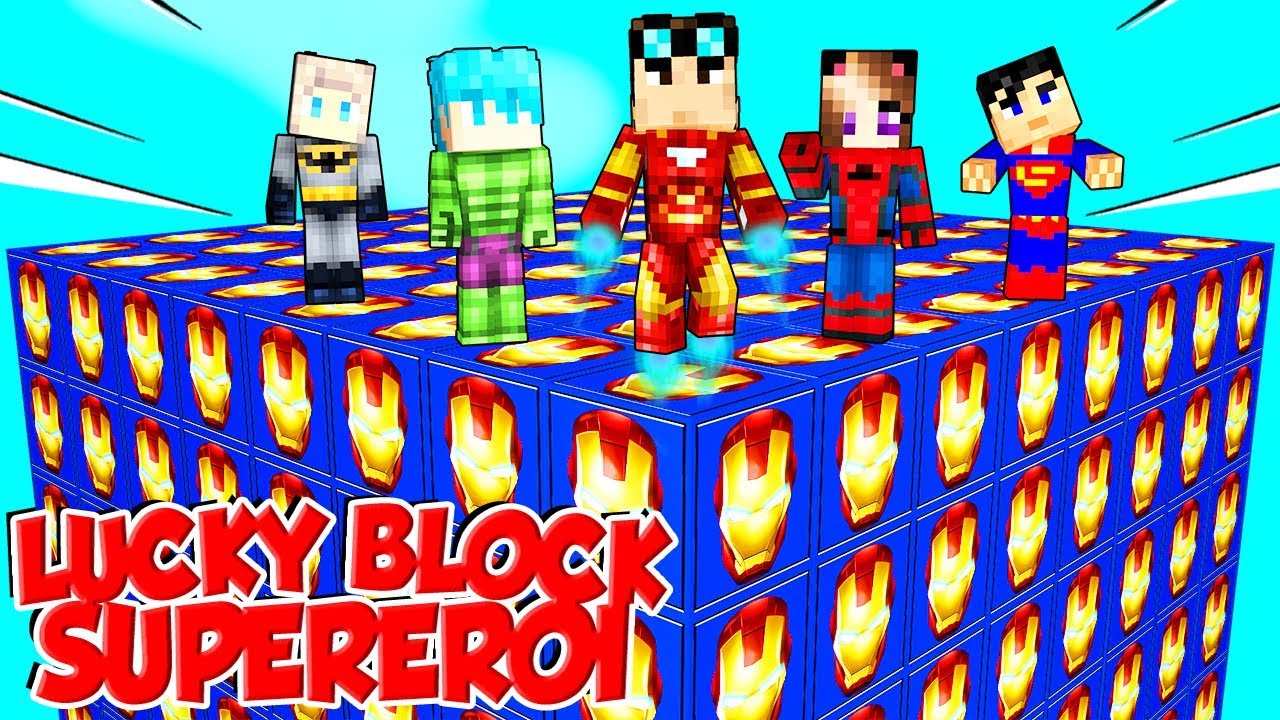 LUCKY BLOCK GIGANTI DEI SUPEREROI SU MINECRAFT!!!