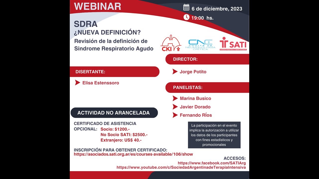 WEBINAR: SDRA ¿NUEVA DEFINICIÓN?