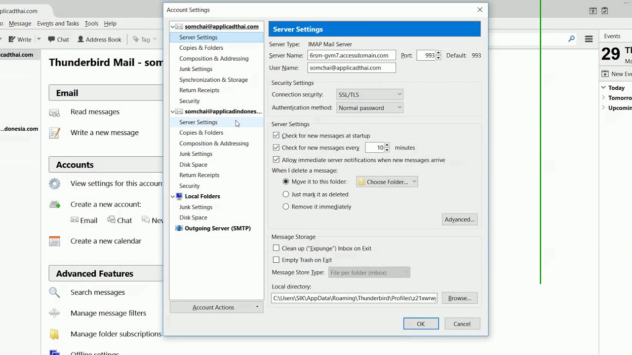 IMAP or POP in thunderbird