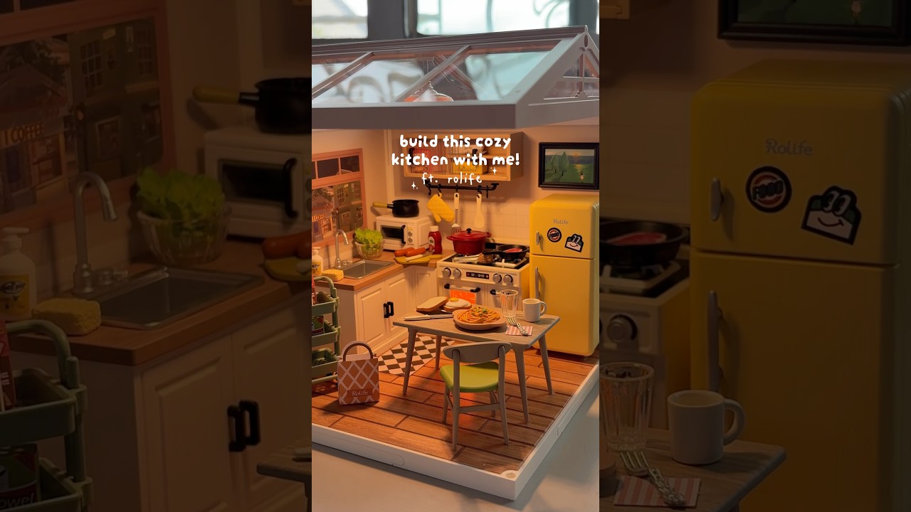building the coziest lil&rsquo; kitchen puzzle from rolife! 😍☕️ #diy #miniature #miniaturecooking #crafts