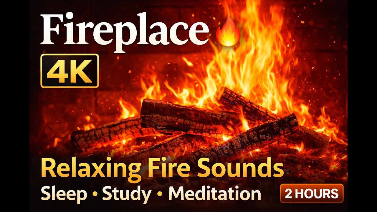 Fireplace 4K 🔥 Relaxing Fire Sounds for Sleep, Study, Meditation