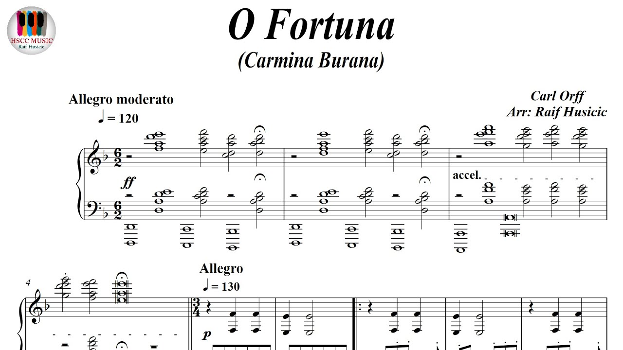 O Fortuna, Carmina Burana - Carl Orff, Piano Sheet Music