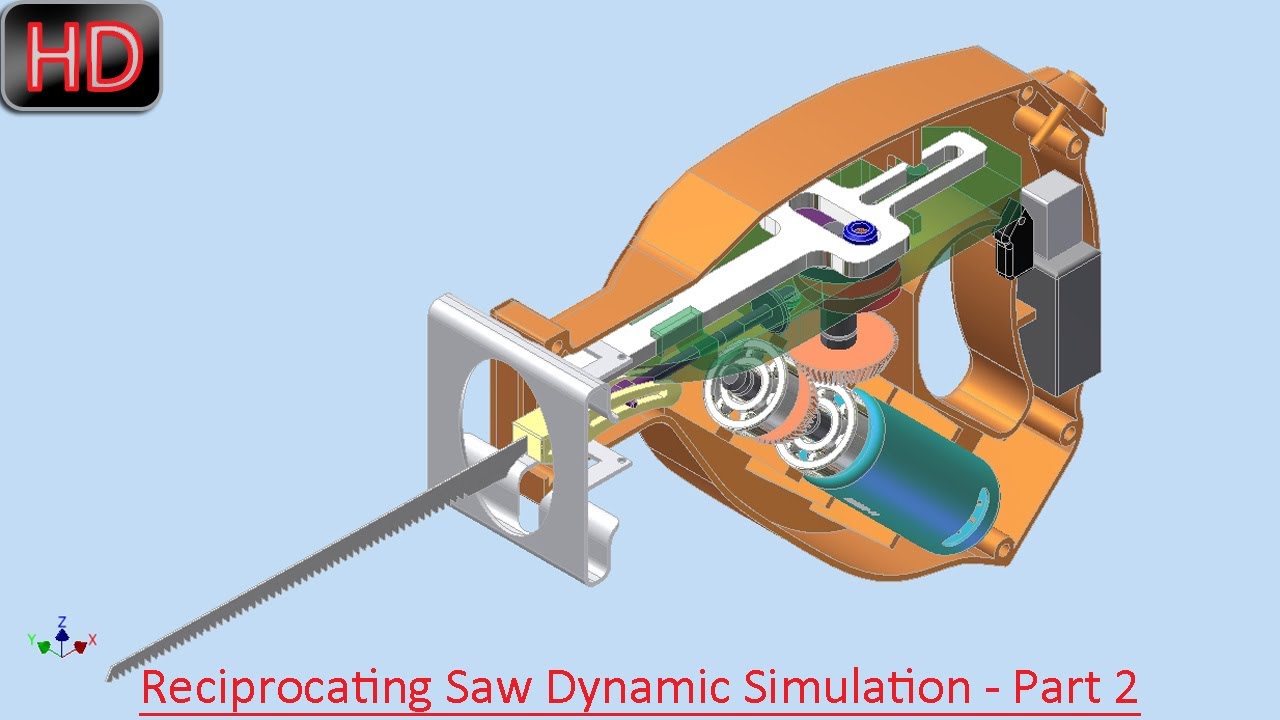 Reciprocating Saw Dynamic Simulation - Part 2 (Autodesk Inventor Video Tutorial)