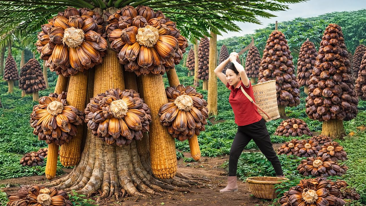 Harvesting Baobab Palm Fruit: Crack the Hard Shell, Reveal Snow-White Flesh & Sell Out Fast