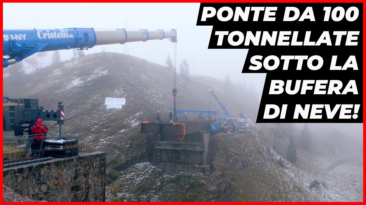 Cristelli Solleva un Ponte da 100 Tonnellate su una Montagna sotto una Bufera di Neve
