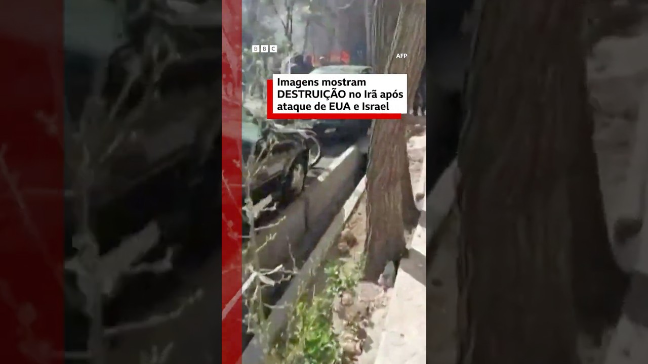 Carros queimados e pr&eacute;dios destru&iacute;dos no Ir&atilde;