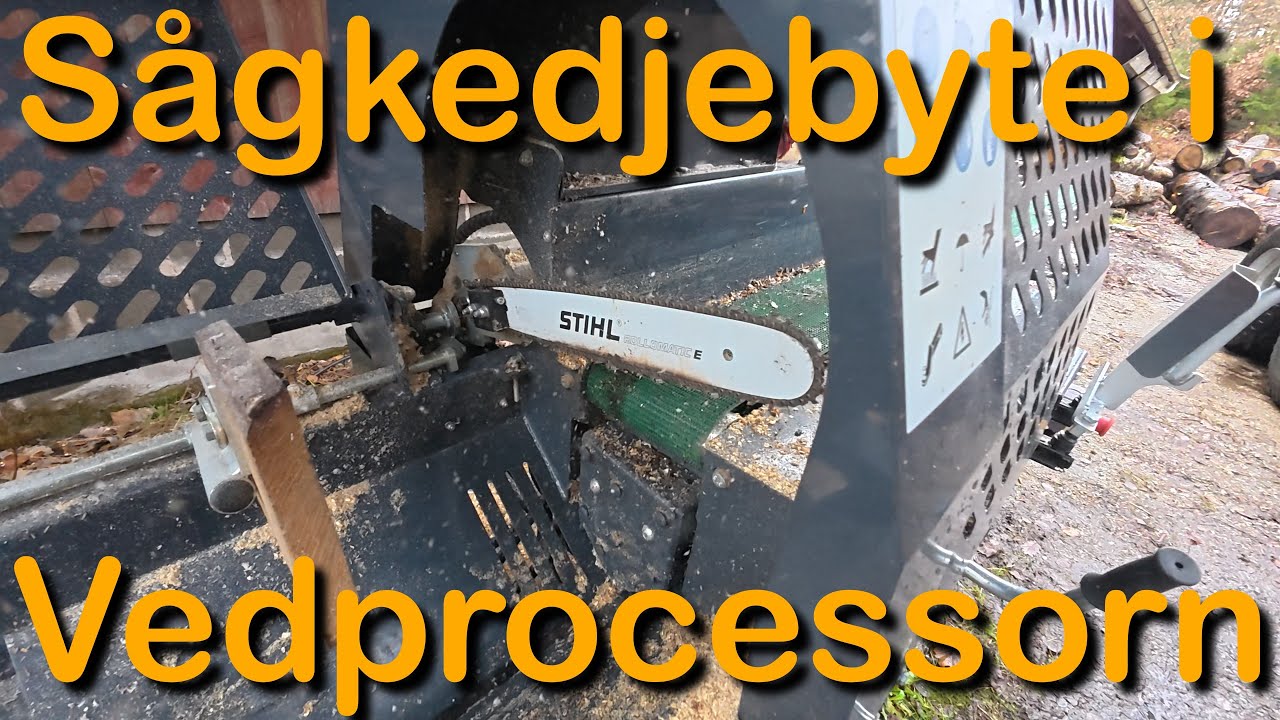 Sågkedjebyte i vedprocessorn (Ny Sågkedja till Vedprocessorn)