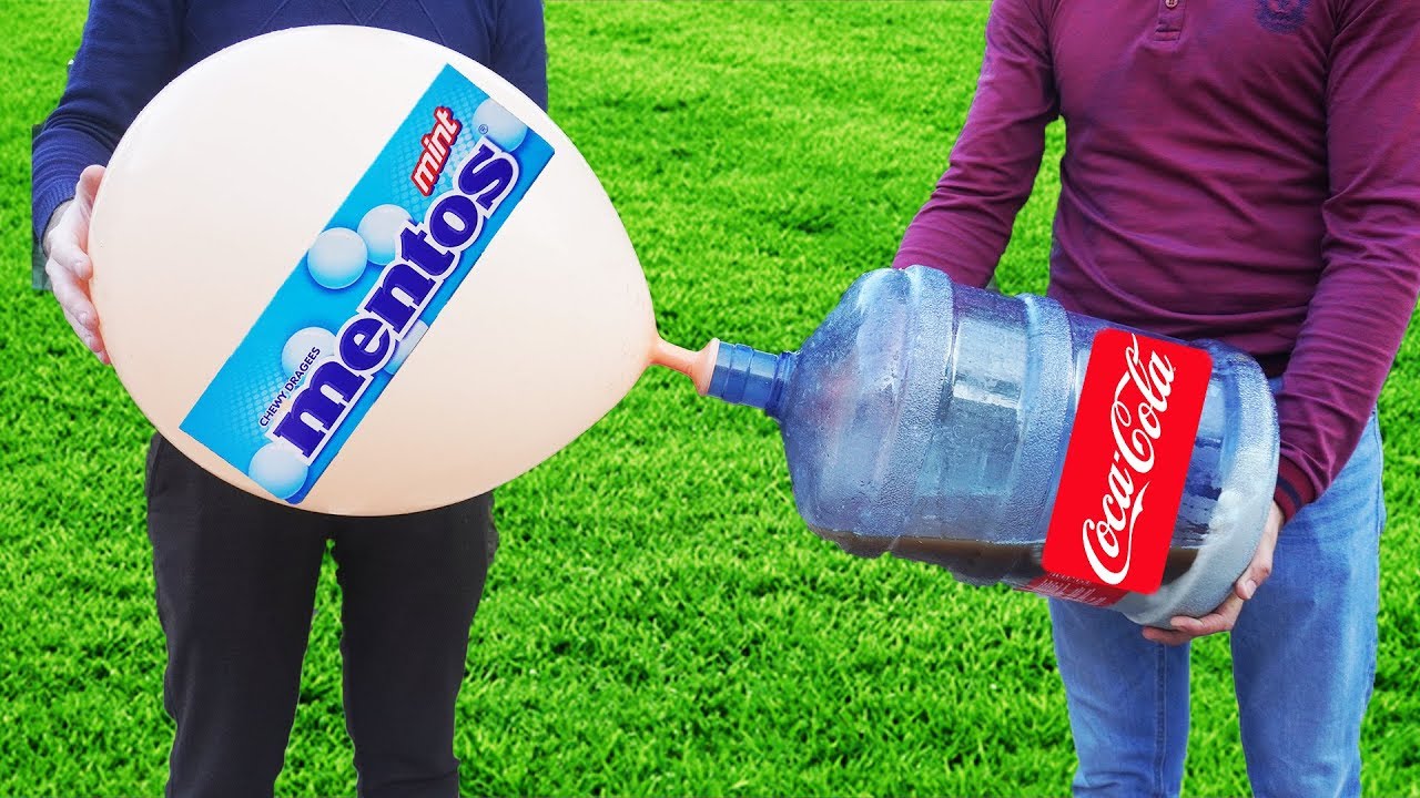 EXPERIMENT:  Cola vs Mentos Giant Balloon