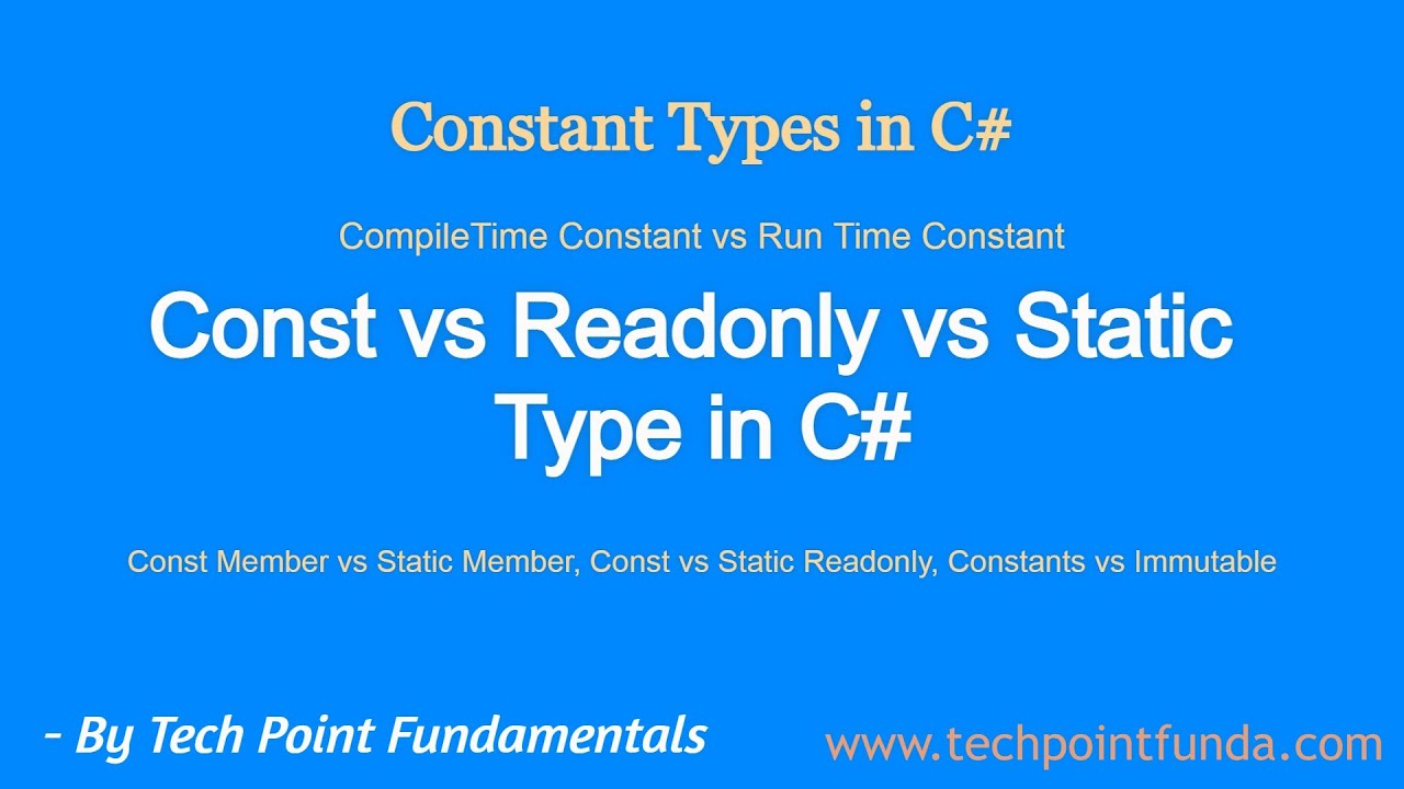 Const vs Readonly C# | Compile-Time Constant vs Run-Time Constant C# | C# Constants