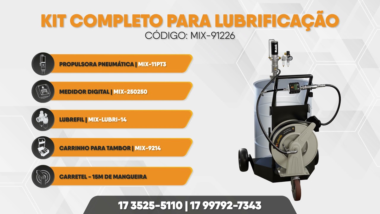 🏆 UNIDADE M&Oacute;VEL PNEUM&Aacute;TICA LUBMIX MIX-91226 COM PROPULSORA CARRETEL E MEDIDOR DIGITAL 🎯