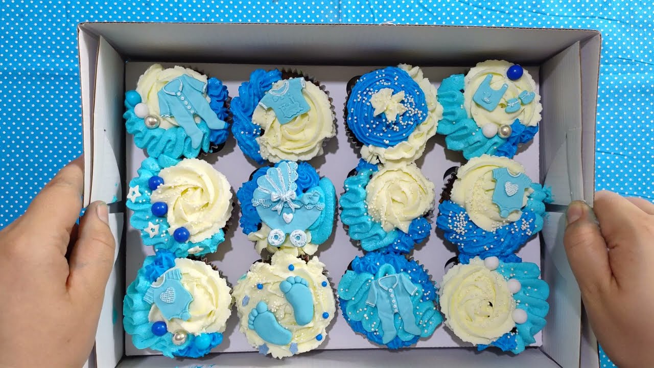 Best Chocolate Cupcakes Recipe  |  Baby Shower Cupcakes  |  Baby Boy Blue Cupcakes