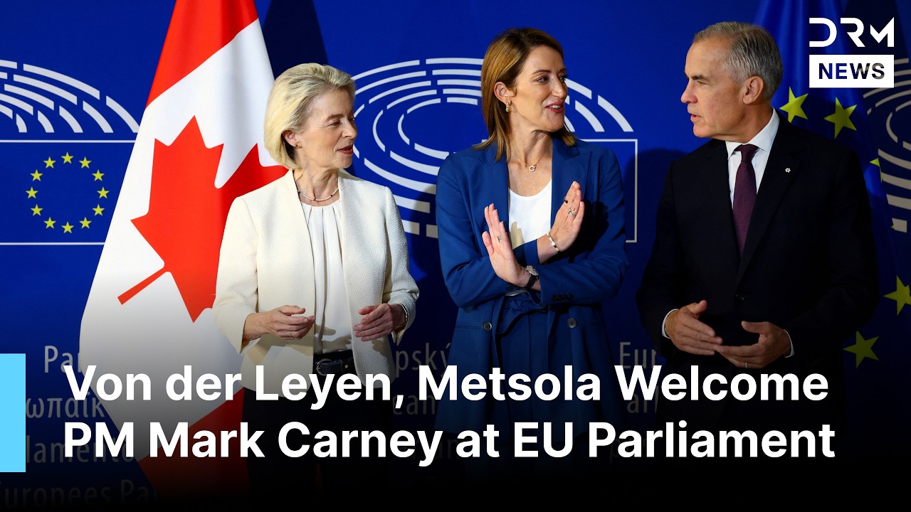 BREAKING: Mark Carney Welcomed by Von der Leyen and Metsola at European Parliament | AC1B