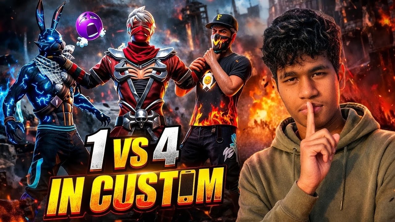 Ryzor FF ☠️1vs4 Custom Room🥶 Full Gameplay 🔥 Every Fight Turned Into a Clutch #freefire 