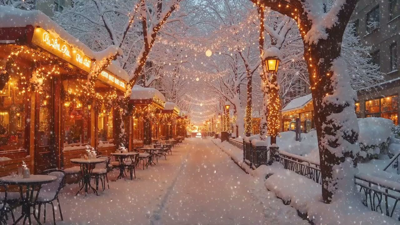 Urban Winter Coffee Jazz 🎷 Chill Street Café Music for Snowy City Evenings