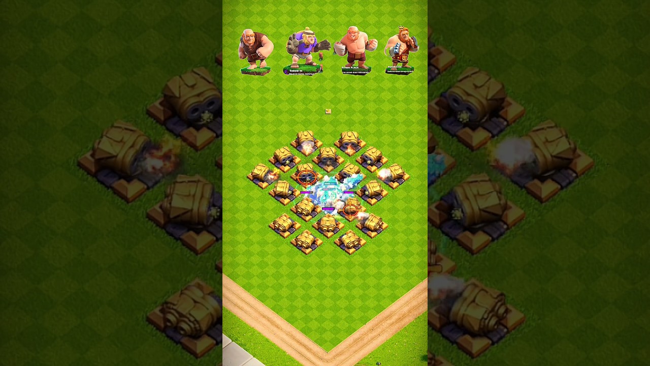 DOUBLE CANNON NIGHT MAX VS GIANT, GIANT THROWER, BOXER GIANT & SUPER GIANT 💥 #shorts #coc #fyp